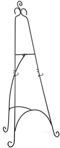 Floor Easel with Scroll Accents and Adjustable Hooks - Black