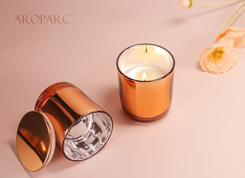 Aroparc 10oz Rose Gold Candle Jars with Metal Lids 12 Pack