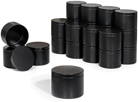 Aroparc 8oz Black Candle Tins 24 Pack with Lids