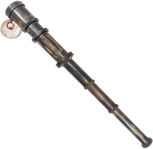 Antique Brass Pirate Spyglass Telescope with Leather Case