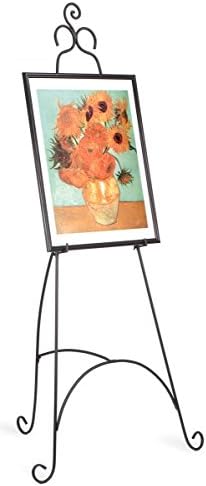 Floor Easel with Scroll Accents and Adjustable Hooks - Black