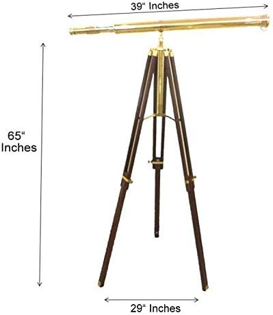 Handmade Brass Telescope with Brown Wooden Tripod