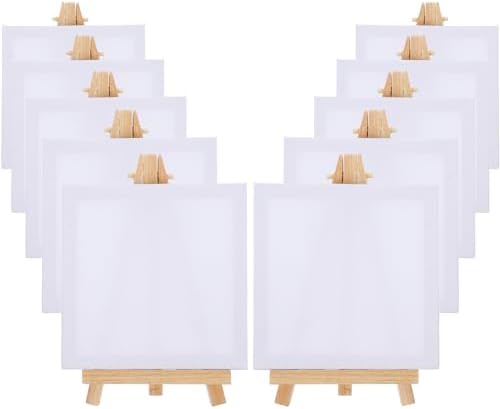 10 Pack Mini Canvas and Easel Set for Art Creation