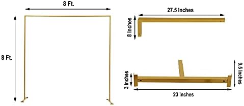 BalsaCircle 8 Foot Gold Metal Square Backdrop Stand Arch