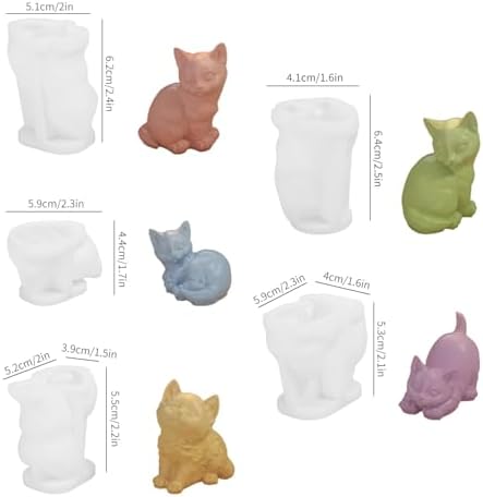 5 Cute Cat Silicone Molds for Candle Soap DIY