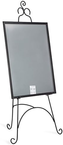 Floor Easel with Scroll Accents and Adjustable Hooks - Black