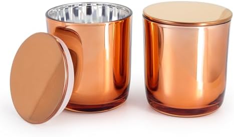 Aroparc 10oz Rose Gold Candle Jars with Metal Lids 12 Pack