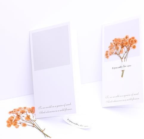 Orange Babys Breath Dried Flowers with Blessing Card 5 Pcs Set