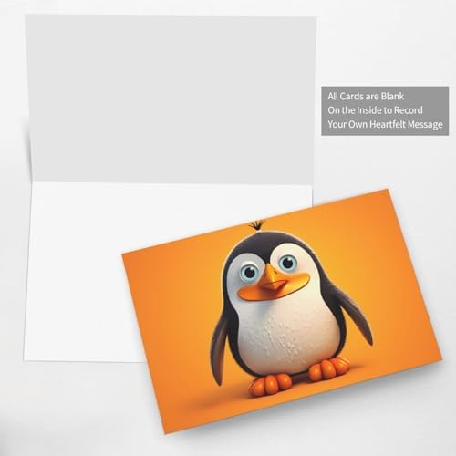 Blue Penguin Print Greeting Card 6x4 with Envelope