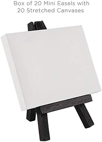 Creative Mark Ultra Mini Canvas Black Wood Easel 3x4 Inch 20 Pack