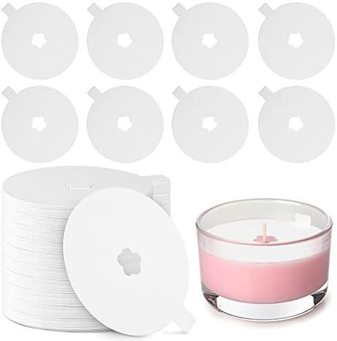 Chinco 100 Piece Paper Candle Lids with Flower Holes 275 Inch White