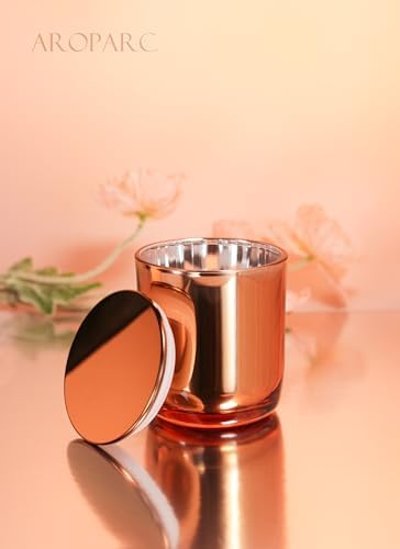 Aroparc 10oz Rose Gold Candle Jars with Metal Lids 12 Pack