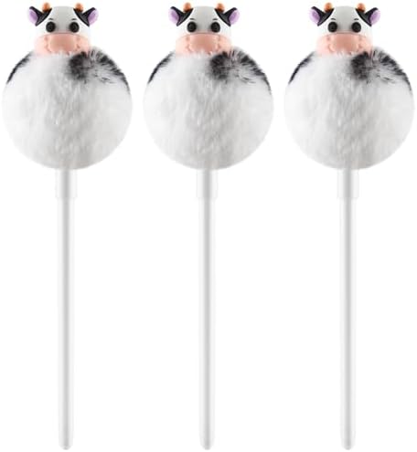 3 Pieces Fuzzy Cow Pens with Fluffy Ballpoint Tips