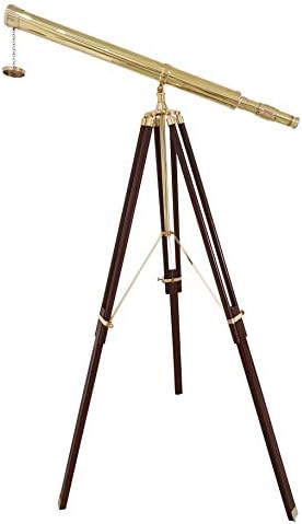 Handmade Brass Telescope with Brown Wooden Tripod