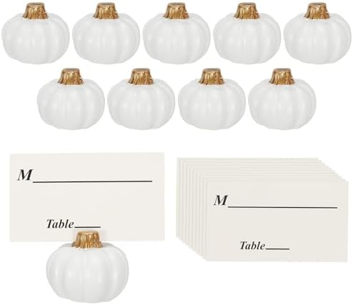 PATIKIL Pumpkin Place Card Holder 10 Set White