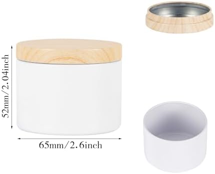 BOTINXIS 24 Pcs 4oz Matte White Candle Tins with Wood Grain Lids
