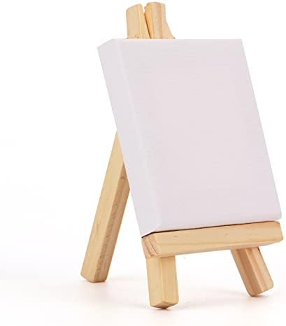 Tosnail 24-Pack Mini Canvas and Easel Set