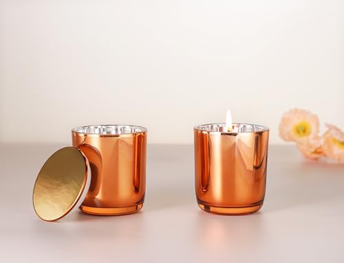 Aroparc 10oz Rose Gold Candle Jars with Metal Lids 12 Pack
