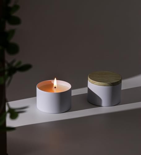 Aroparc 8oz Candle Tins 24 Pack with Wood Grain Lids