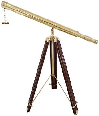 Handmade Brass Telescope with Brown Wooden Tripod