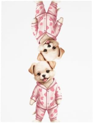 Pink Puppy in Pajamas Greeting Card for Christmas and Birthday