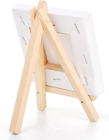 Tosnail 24 Pack 4x4 Mini Canvas and Easel Set