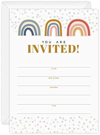 Modern Rainbow Fill In Invites 25 Cards With Envelopes