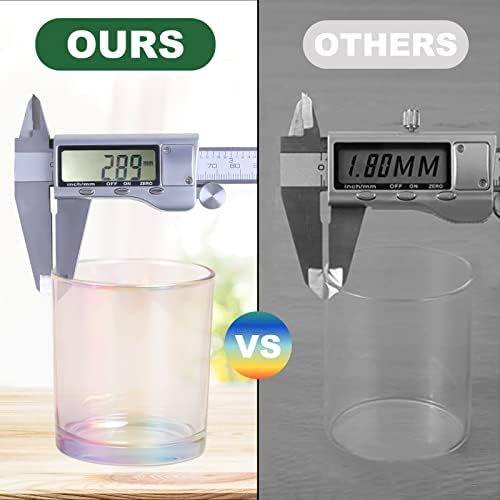 CONNOO 12 Pack 10 Oz Iridescent Glass Candle Jars with Airtight Bamboo Lids