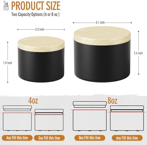 Arxinor 4 oz Candle Jars 24 pcs with Lid Black-Woodgrain