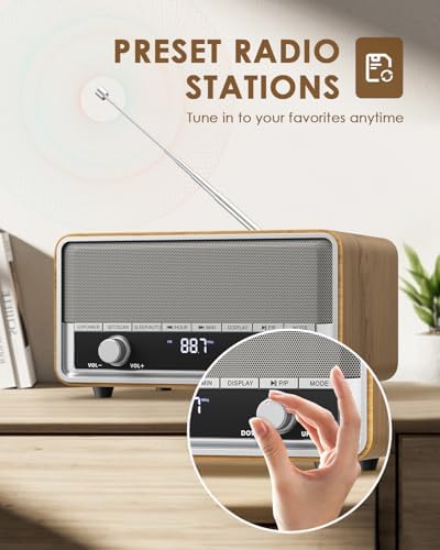 Audiocrazy AM FM Digital Clock Radio with LCD Display and Bluetooth