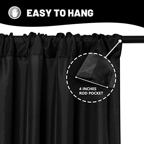 Black Backdrop Curtain 2 Panels 5ft x 10ft Rod Pocket