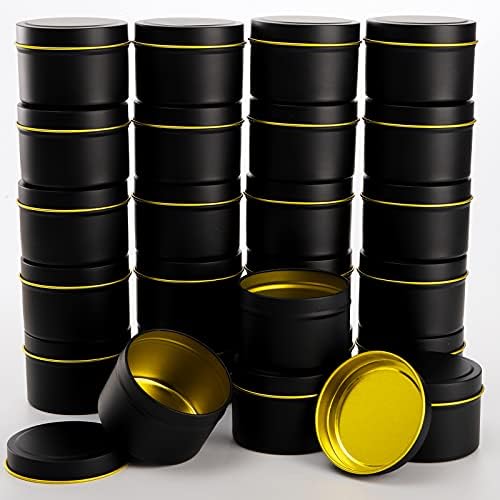 ZEAYEA 30 Pack 4oz Candle Tins with Lids Black