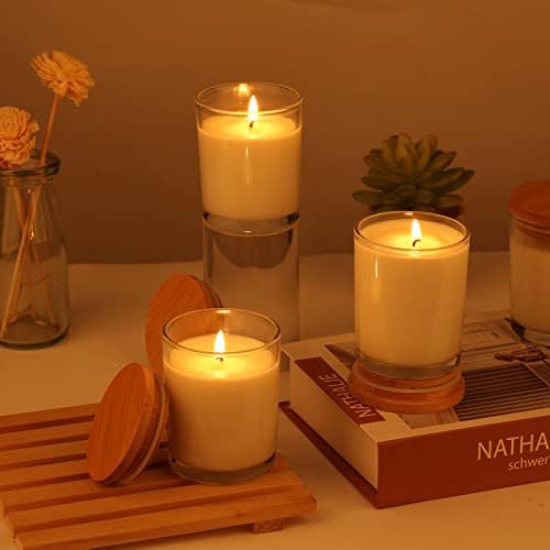 GOTIDEAL 12 Pack 9 OZ Frosted White Candle Jars with Bamboo Lids