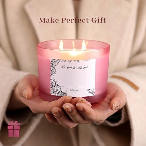 6 Pack Frosted Pink Glass Candle Jars with Lids - 16oz