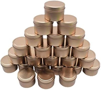 TJH 24 Piece Candle Tin Set with Lids Frosted Gold