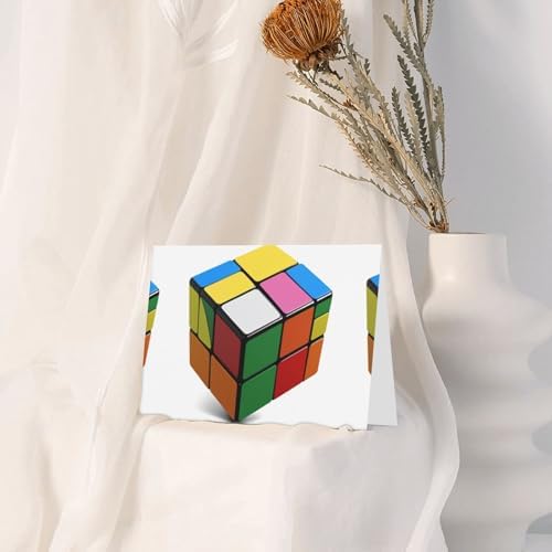 Gray Puzzle Rubiks Cube Pattern Greeting Card