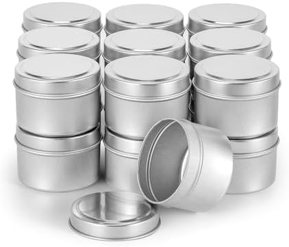 24 Pack Silver Candle Tins with Lids Candle Making Jars for DIY