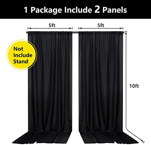 Black Backdrop Curtain 2 Panels 5ft x 10ft Rod Pocket