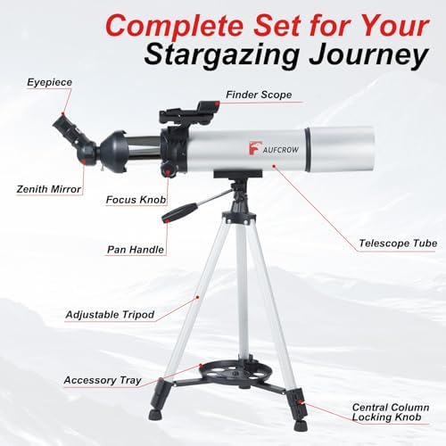 80mm Aperture Refractor Telescope for Adults with Phone Adapter and Tripod