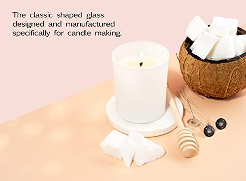 Aroparc 12 Pack 10oz White Candle Jars with Bamboo Lids