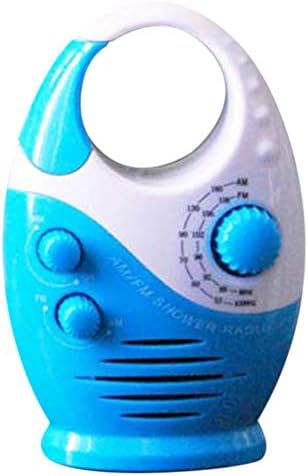 Waterproof Shower Radio with AM FM and Top Handle Blue White