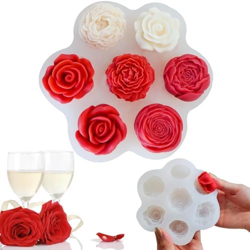 7 Piece Flower Candle Mold Set for Candle Making and Soap Crafting