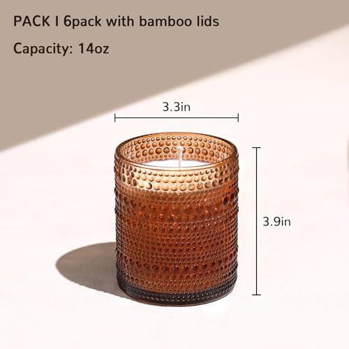 14oz Amber Glass Candle Jars 6 Pack for Candle Making