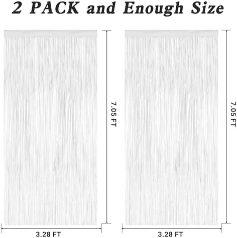 2 Pack Tinsel Backdrop White Party Decor