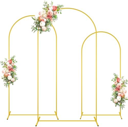 FOTSHARER Gold Arch Backdrop Stand Set of 3