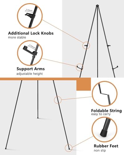 INCLY 2 Pack Black Folding Easels 63 Inch Display Stand