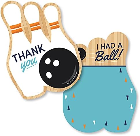 Big Dot of Happiness Bowling Shaped Thank You Cards Set of 12