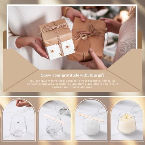 Ziliny 4 Pcs 10 Oz Glass Candle Jars with Bamboo Lids Kit