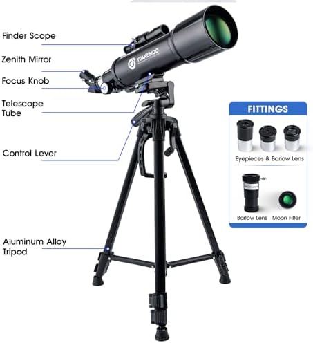 YUANZIMOO 70mm Telescope with Tripod and Carrying Bag Black