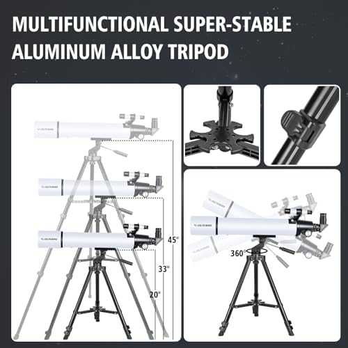 80mm Aperture Refractor Telescope with AZ Mount and Phone Adapter